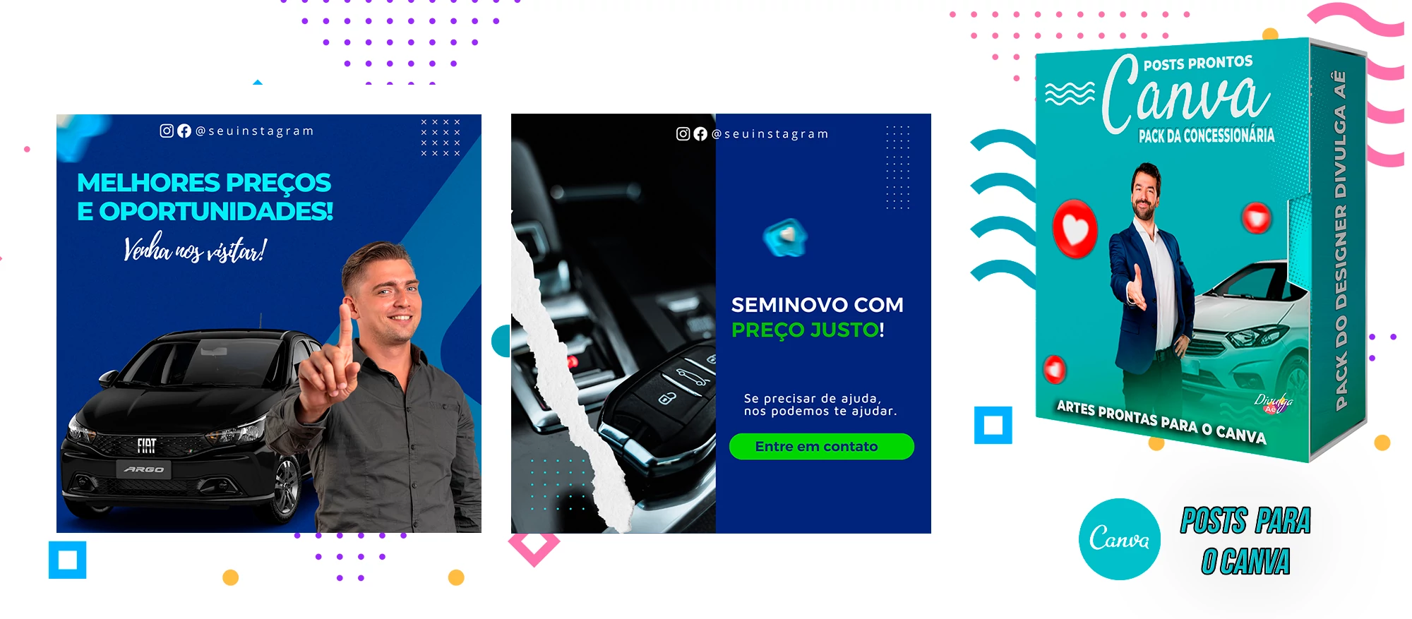 Pack de Posts Prontos para o Canva - Concessionária + Legendas - Venda de Carros e Motos - Imagem 19