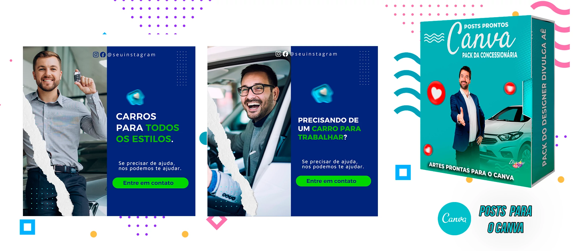 Pack de Posts Prontos para o Canva - Concessionária + Legendas - Venda de Carros e Motos - Imagem 29