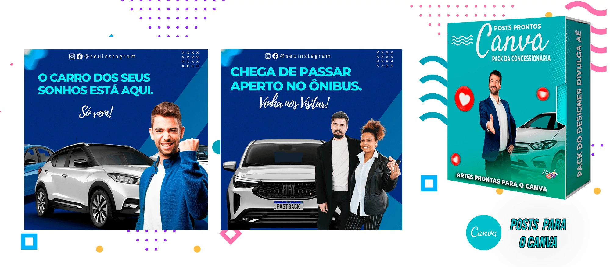 Pack de Posts Prontos para o Canva - Concessionária + Legendas - Venda de Carros e Motos - Imagem 3
