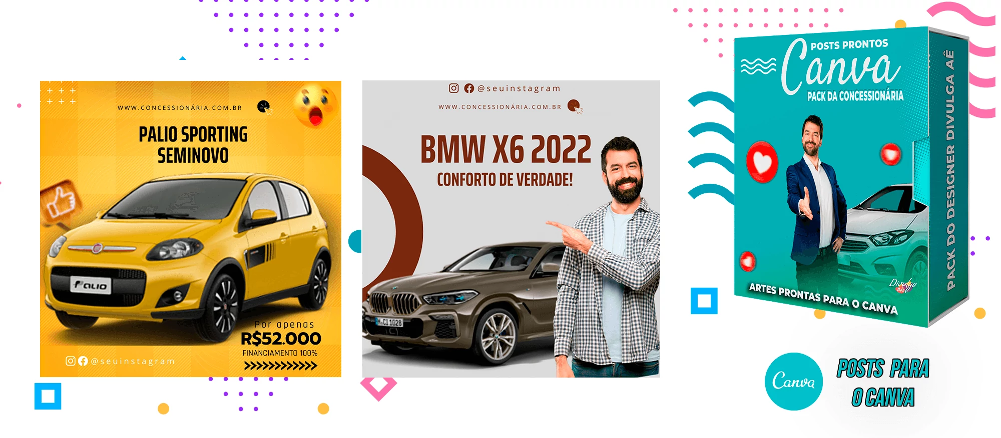 Pack de Posts Prontos para o Canva - Concessionária + Legendas - Venda de Carros e Motos - Imagem 17