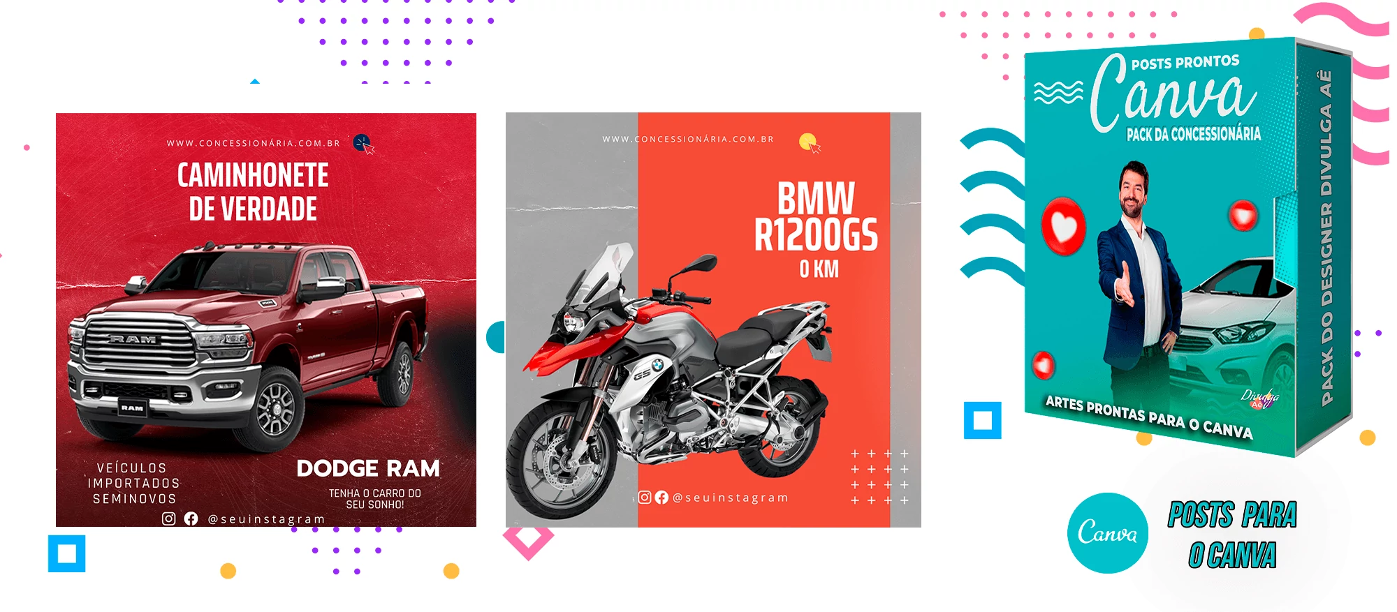 Pack de Posts Prontos para o Canva - Concessionária + Legendas - Venda de Carros e Motos - Imagem 21
