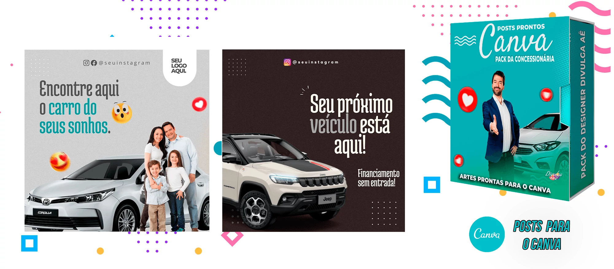 Pack de Posts Prontos para o Canva - Concessionária + Legendas - Venda de Carros e Motos - Imagem 23