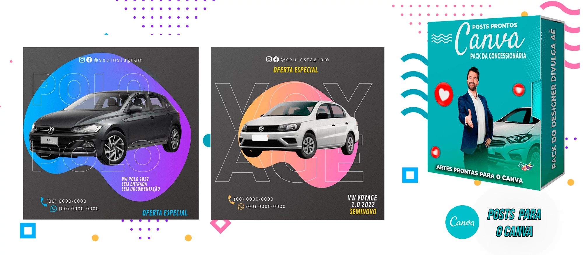 Pack de Posts Prontos para o Canva - Concessionária + Legendas - Venda de Carros e Motos - Imagem 27