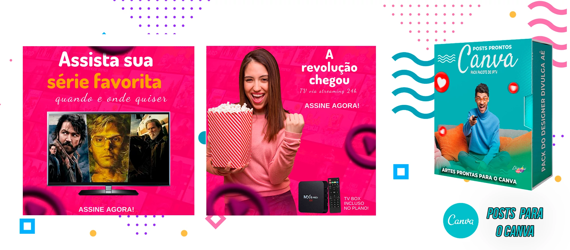Pack de Posts Prontos para o Canva com legendas - Provedor e Iptv - Vendas de Canais de Tv - Imagem 28