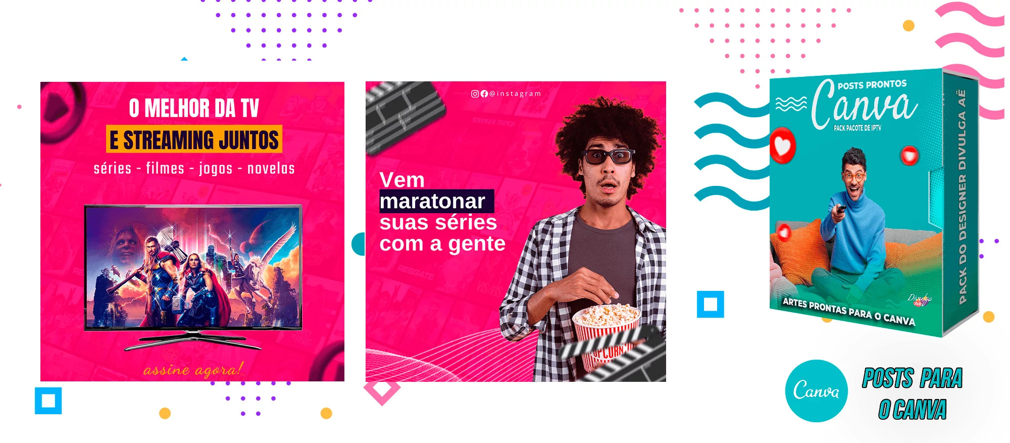 Pack de Posts Prontos para o Canva com legendas - Provedor e Iptv - Vendas de Canais de Tv - Imagem 35