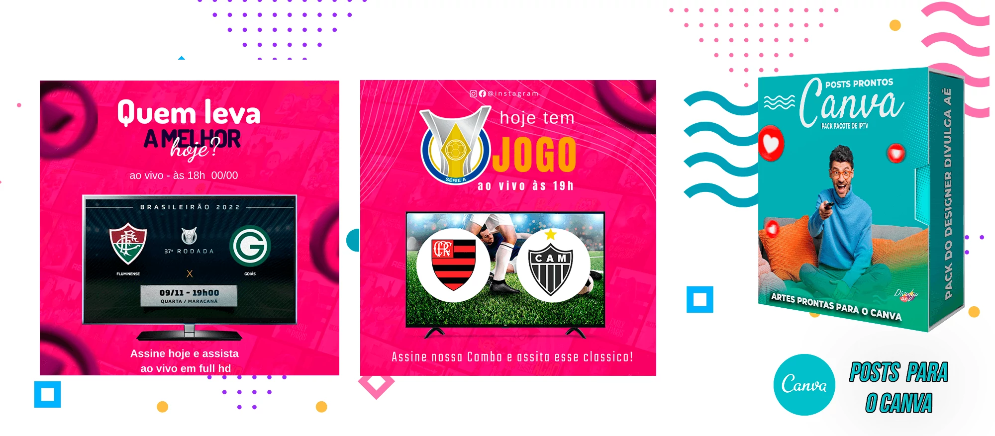 Pack de Posts Prontos para o Canva com legendas - Provedor e Iptv - Vendas de Canais de Tv - Imagem 34