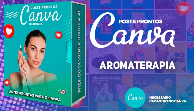 Pack de Posts Prontos no Canva -  Aromaterapia e Venda de Óleos Essenciais + Legendas