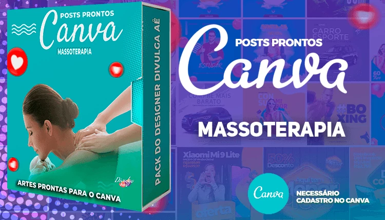 Pack de Posts Prontos com Legendas Prontas -  Massoterapia no Canva