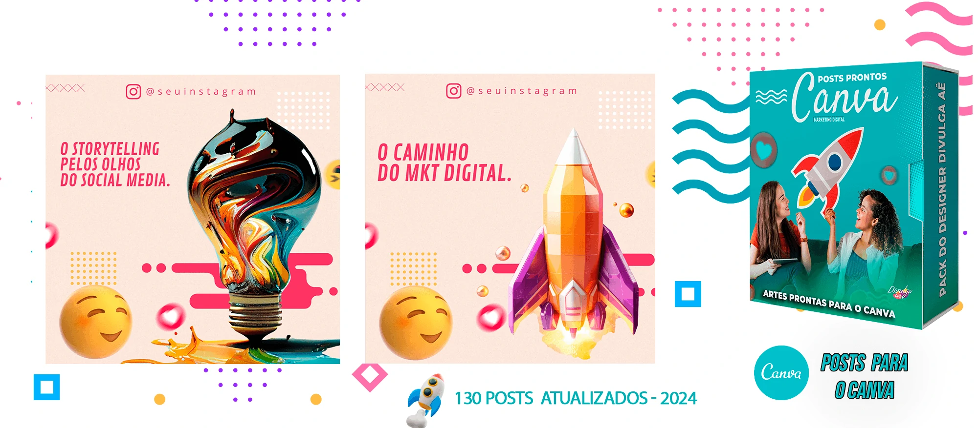 Pack de Posts Prontos para o Canva - Agência de Marketing Digital + Mega Pack Canva - Imagem 6