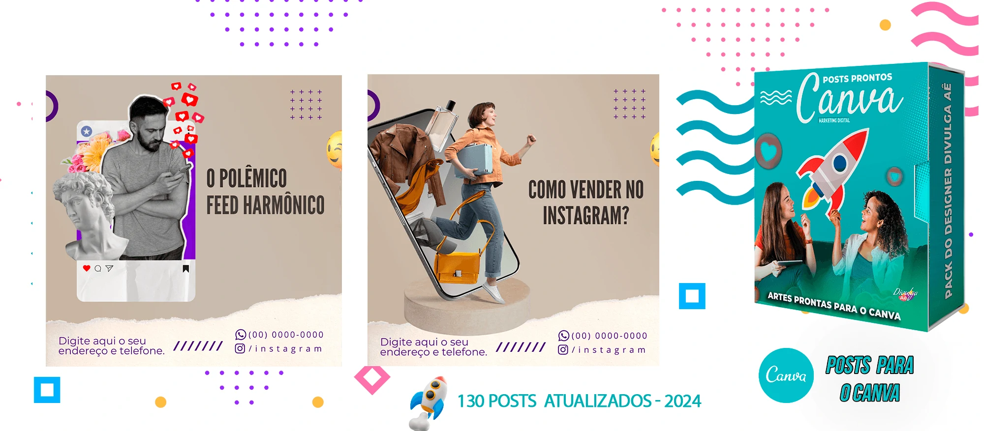 Pack de Posts Prontos para o Canva - Agência de Marketing Digital + Mega Pack Canva - Imagem 14