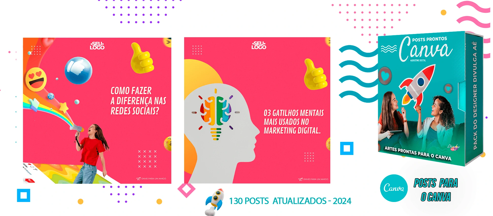 Pack de Posts Prontos para o Canva - Agência de Marketing Digital + Mega Pack Canva - Imagem 27