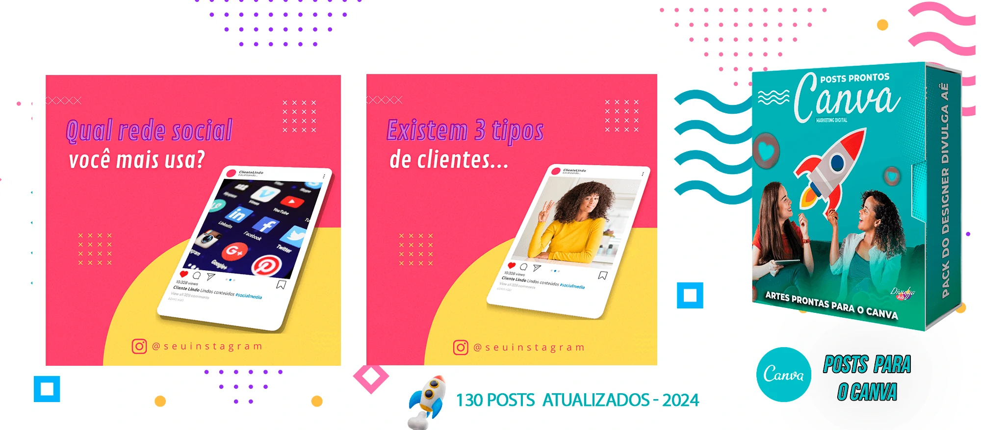Pack de Posts Prontos para o Canva - Agência de Marketing Digital + Mega Pack Canva - Imagem 18