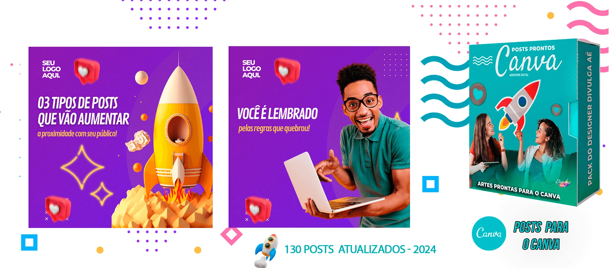 Pack de Posts Prontos para o Canva - Agência de Marketing Digital + Mega Pack Canva - Imagem 3