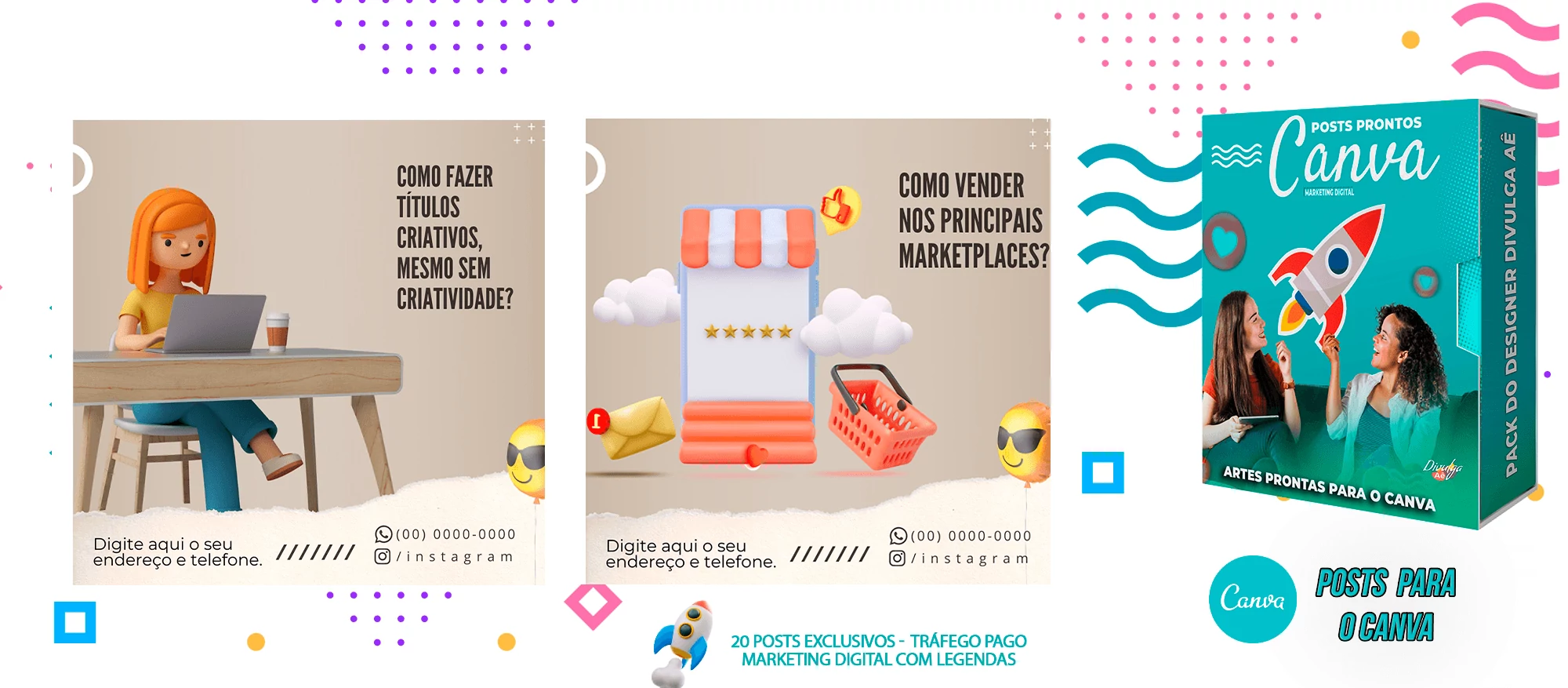 Pack de Posts Prontos para o Canva - Agência de Marketing Digital + Mega Pack Canva - Imagem 22