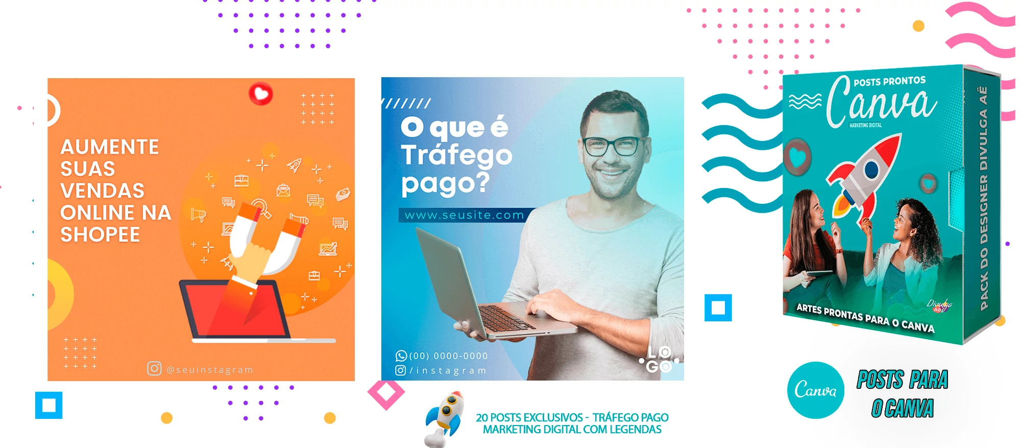 Pack de Posts Prontos para o Canva - Agência de Marketing Digital + Mega Pack Canva - Imagem 12