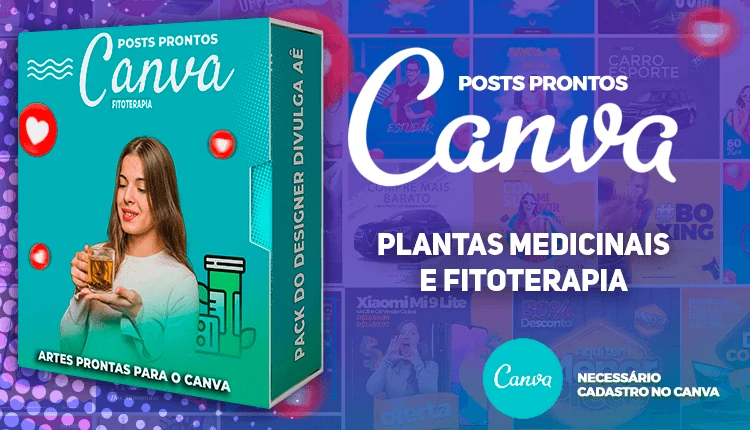 Pack de Posts Prontos com Legendas para o Canva -  Fitoterapia