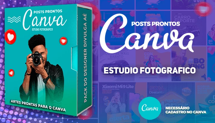 Pack de Posts Prontos para o Canva com legendas - Estúdio de Fotografia - Fotografo