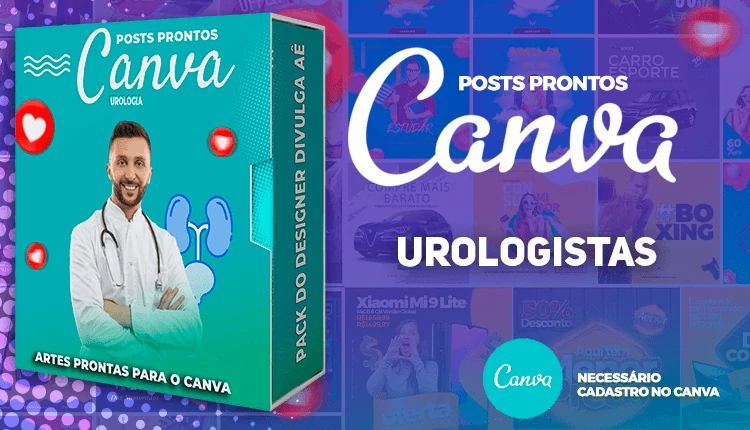 Pack de Posts Prontos para o canva + Legendas Prontas para Urologistas e Clínica Médica
