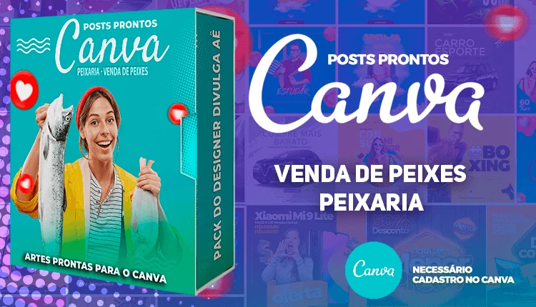 Pack de Posts Prontos para o Canva - Venda de Peixe e Frutos do Mar - Peixaria com Legendas