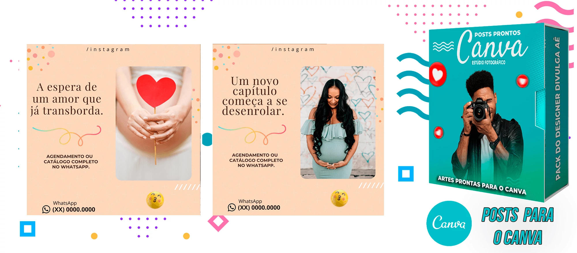 Pack de Posts Prontos para o Canva com legendas - Estúdio de Fotografia - Fotografo - Imagem 7