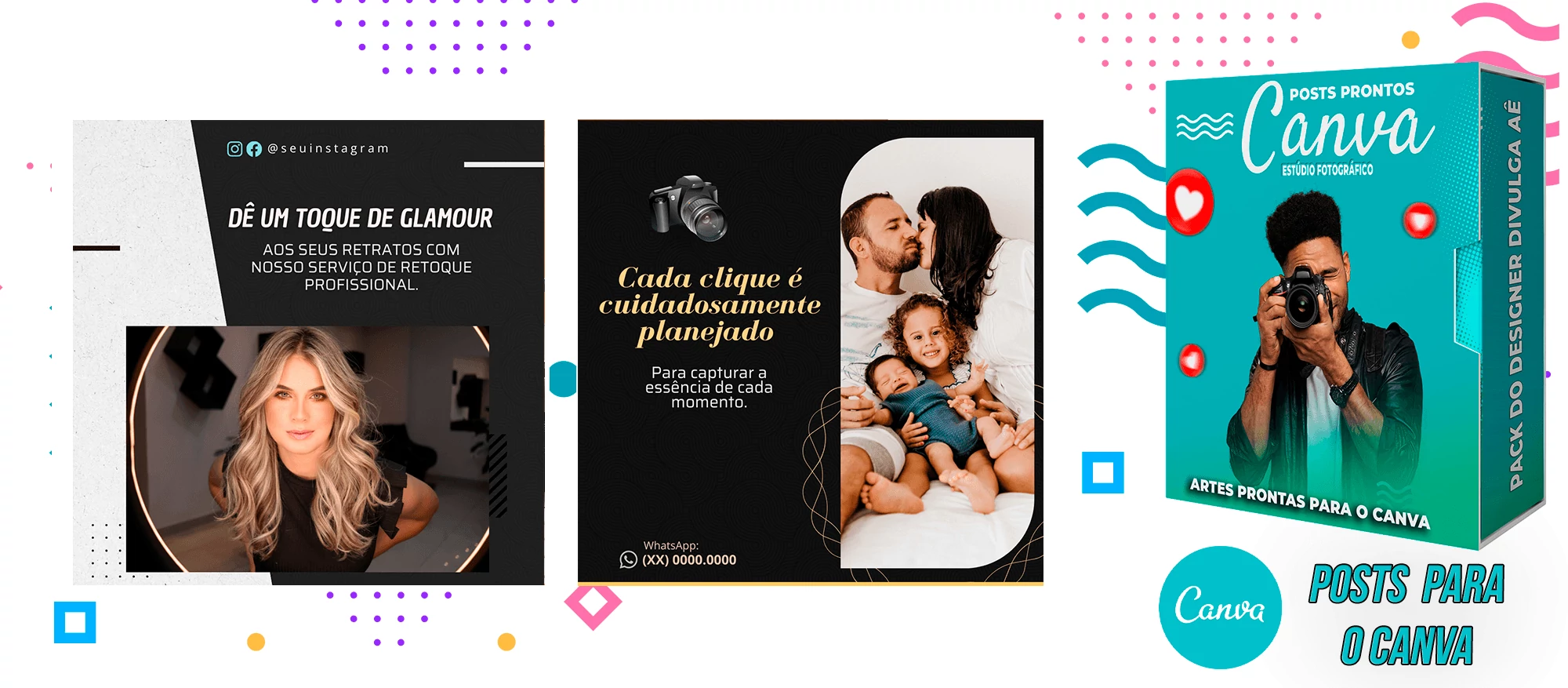 Pack de Posts Prontos para o Canva com legendas - Estúdio de Fotografia - Fotografo - Imagem 13