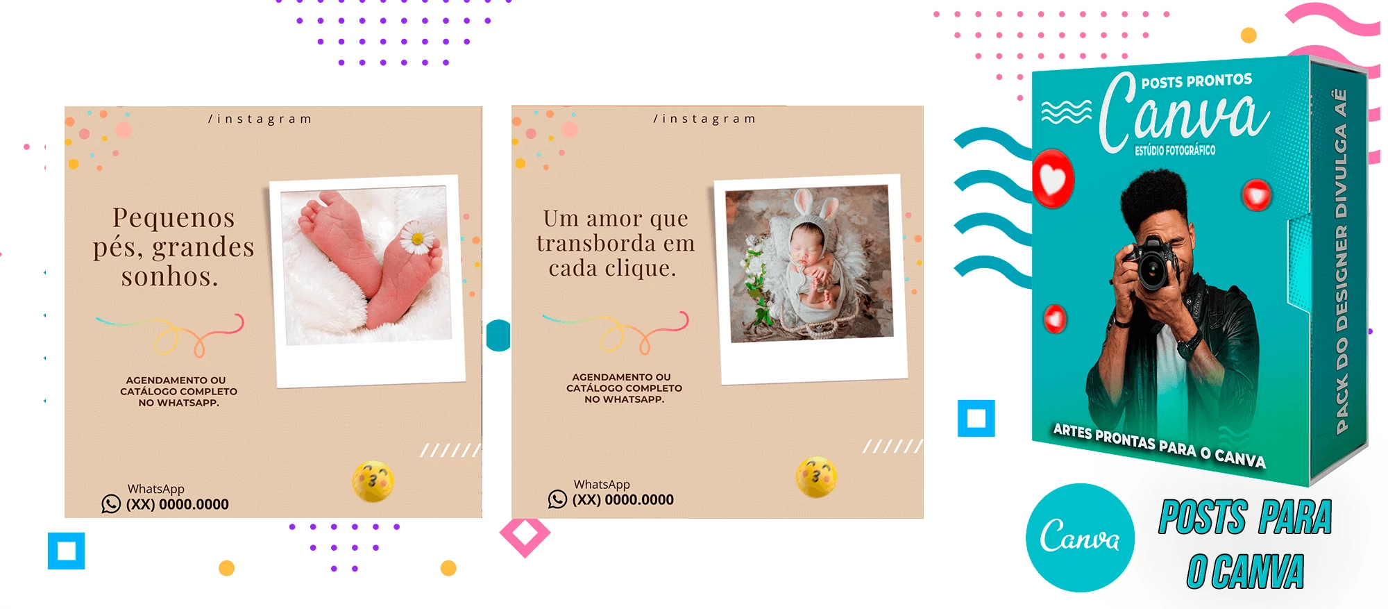 Pack de Posts Prontos para o Canva com legendas - Estúdio de Fotografia - Fotografo - Imagem 6