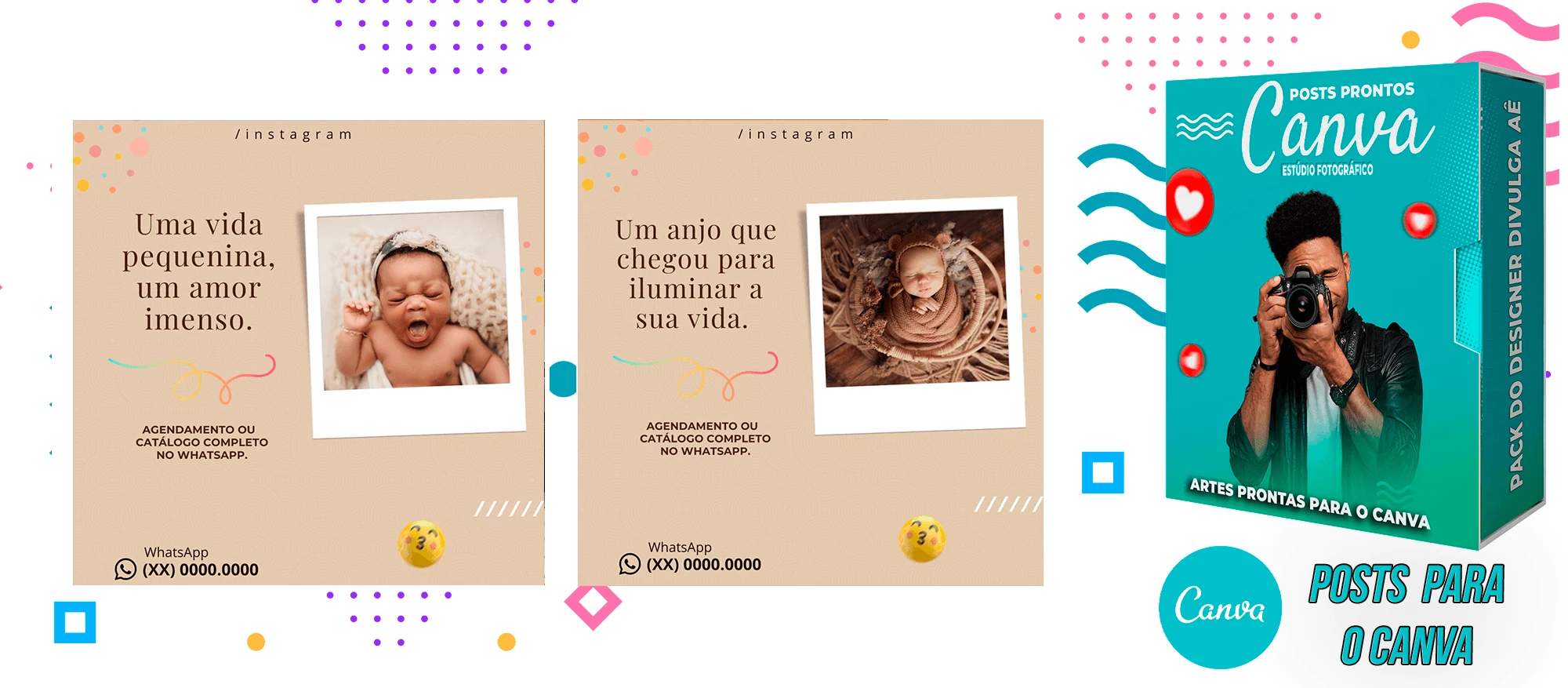 Pack de Posts Prontos para o Canva com legendas - Estúdio de Fotografia - Fotografo - Imagem 2