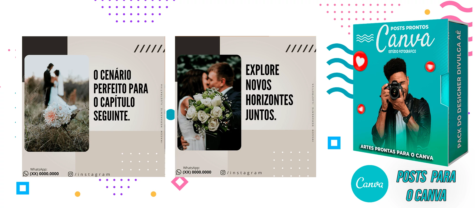 Pack de Posts Prontos para o Canva com legendas - Estúdio de Fotografia - Fotografo - Imagem 5