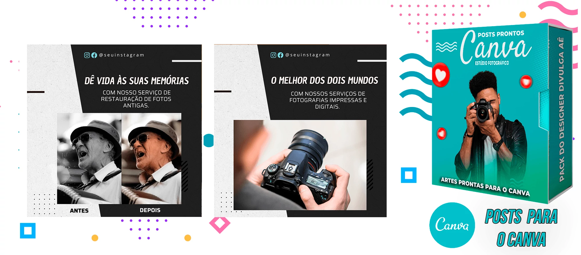 Pack de Posts Prontos para o Canva com legendas - Estúdio de Fotografia - Fotografo - Imagem 12