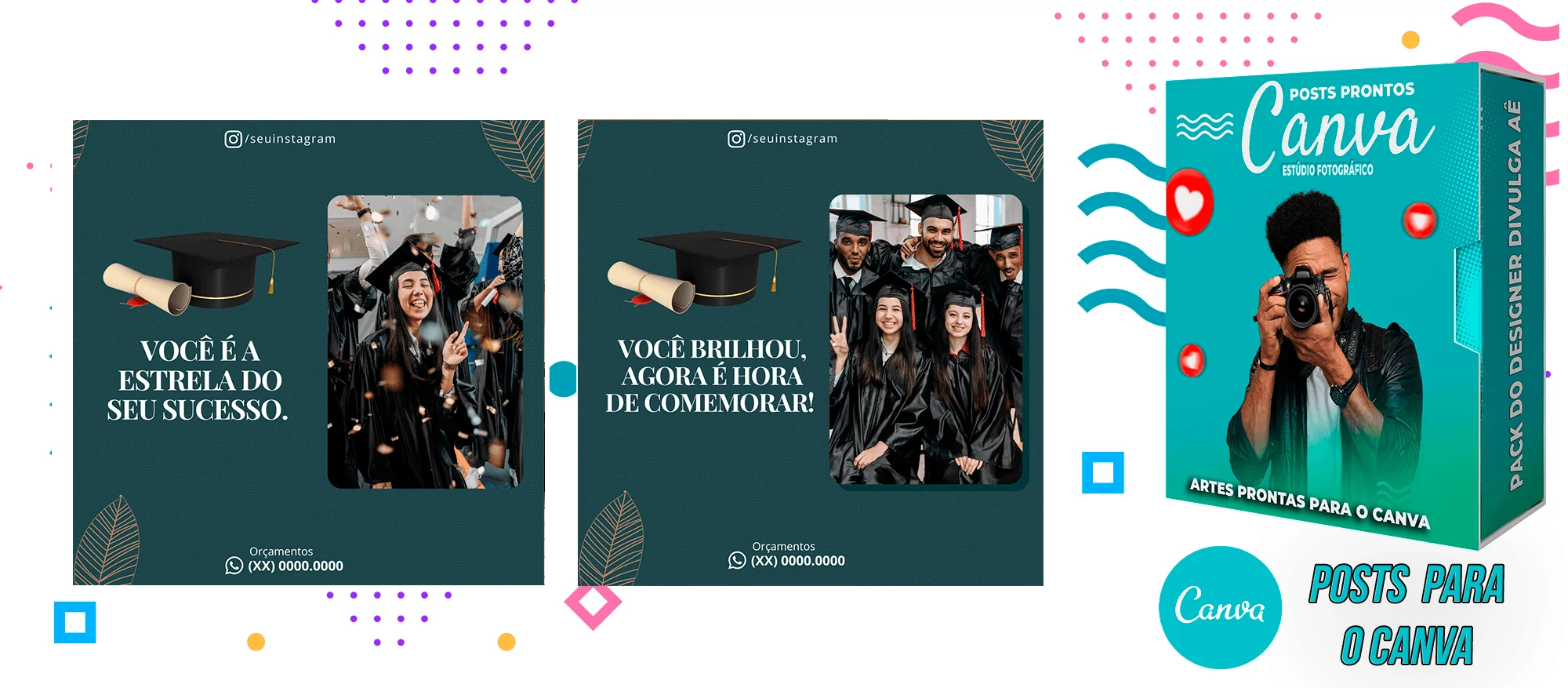 Pack de Posts Prontos para o Canva com legendas - Estúdio de Fotografia - Fotografo - Imagem 9