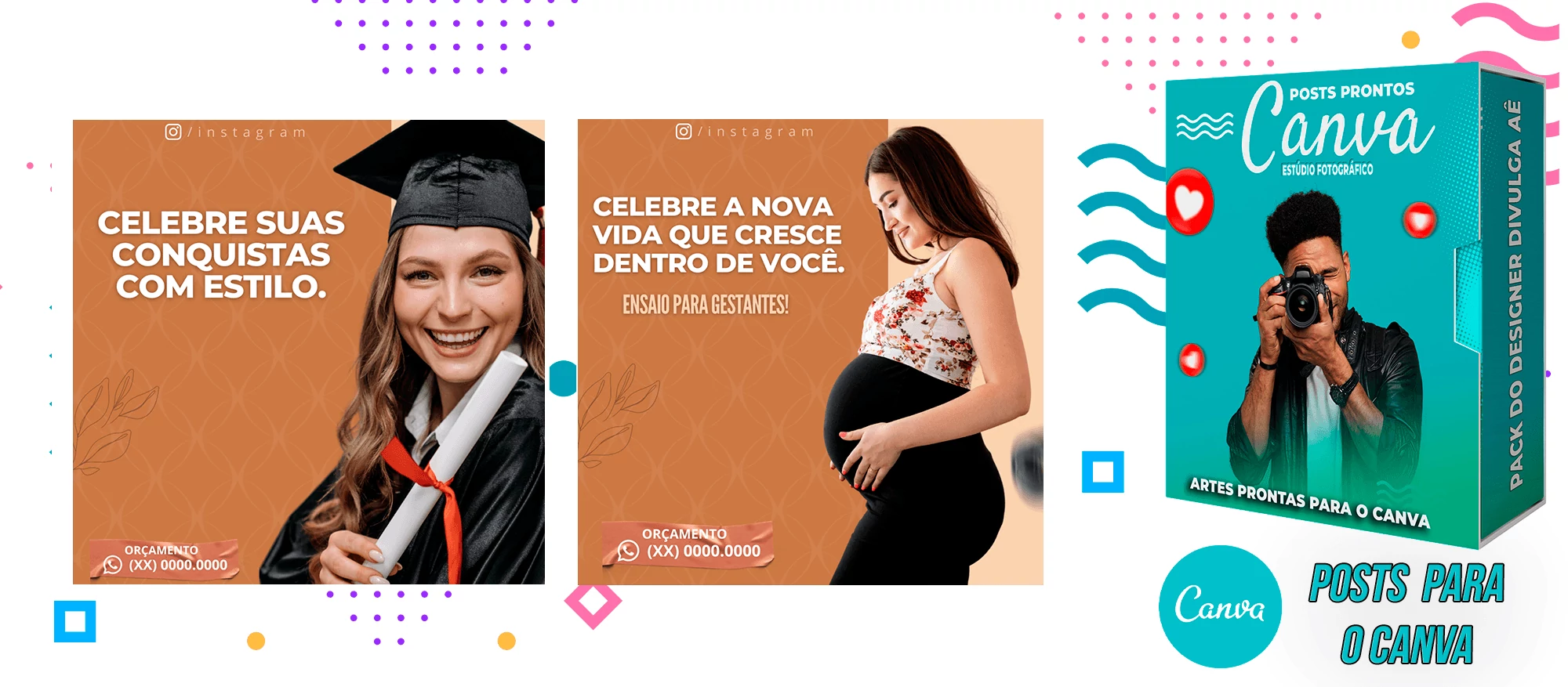 Pack de Posts Prontos para o Canva com legendas - Estúdio de Fotografia - Fotografo - Imagem 3