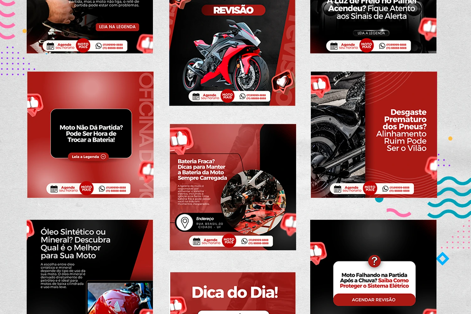 Pack de Posts Prontos - Oficina Mecânica de Moto + Legendas para o Canva - Imagem 15