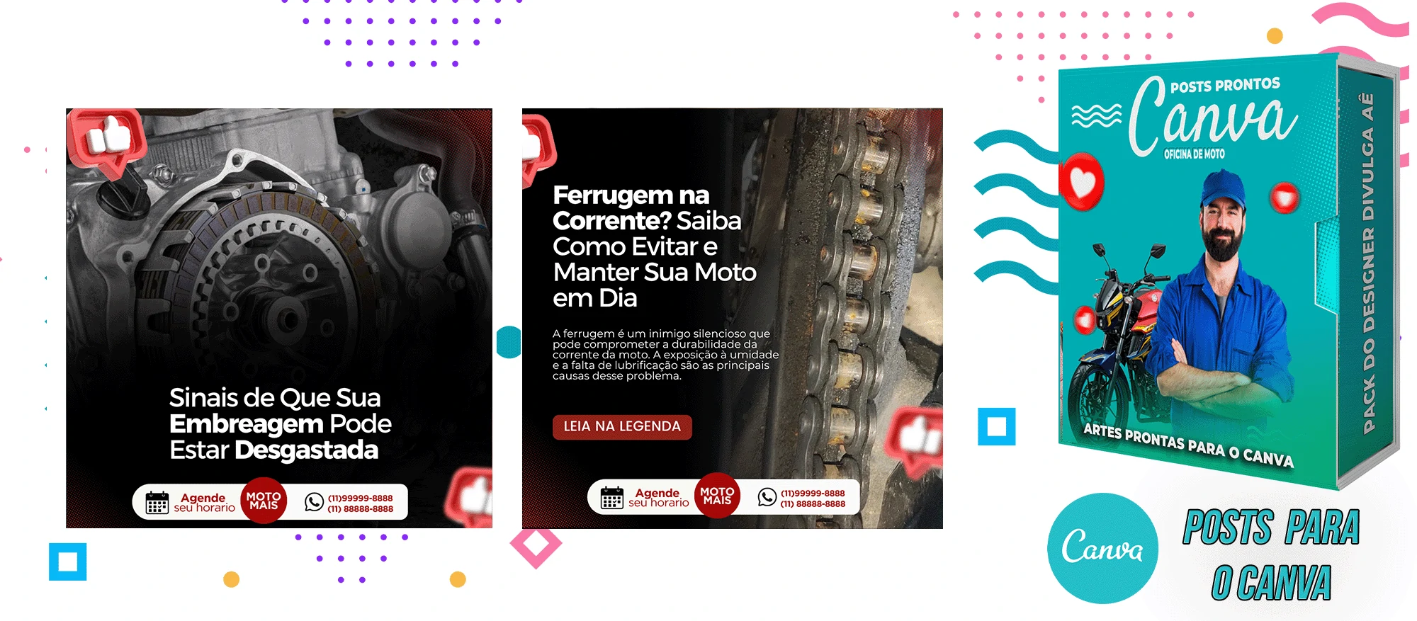 Pack de Posts Prontos - Oficina Mecânica de Moto + Legendas para o Canva - Imagem 7