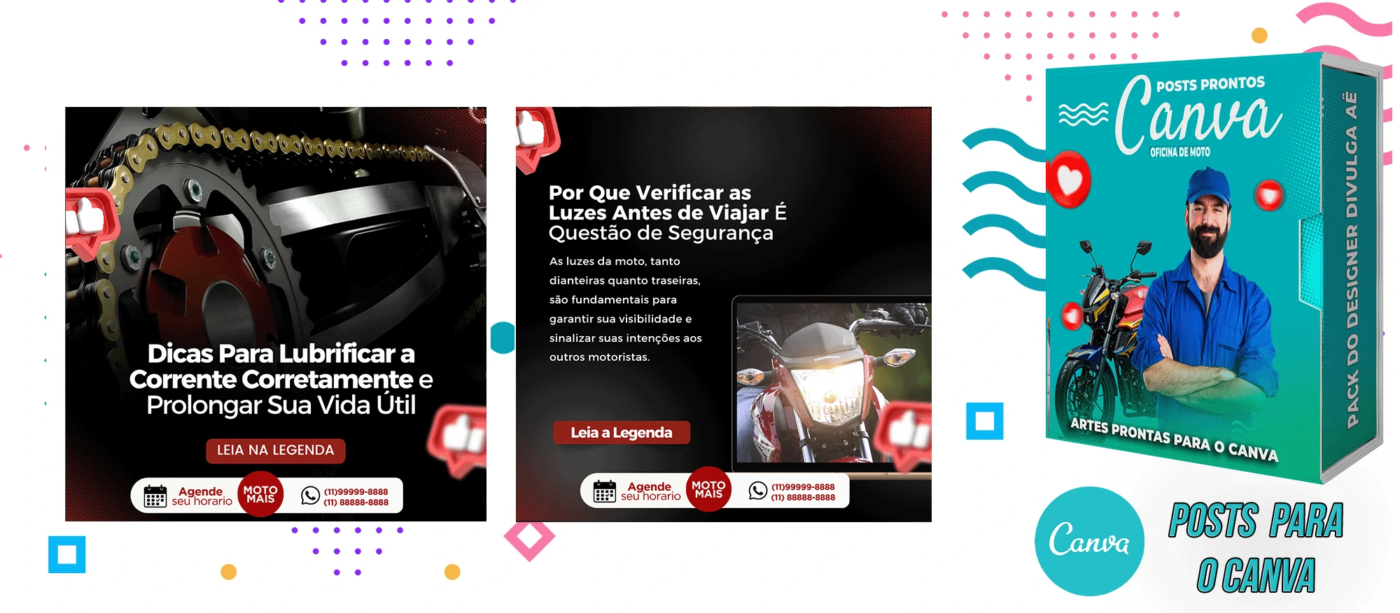 Pack de Posts Prontos - Oficina Mecânica de Moto + Legendas para o Canva - Imagem 10