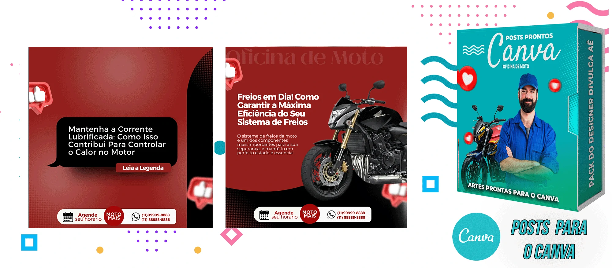 Pack de Posts Prontos - Oficina Mecânica de Moto + Legendas para o Canva - Imagem 2