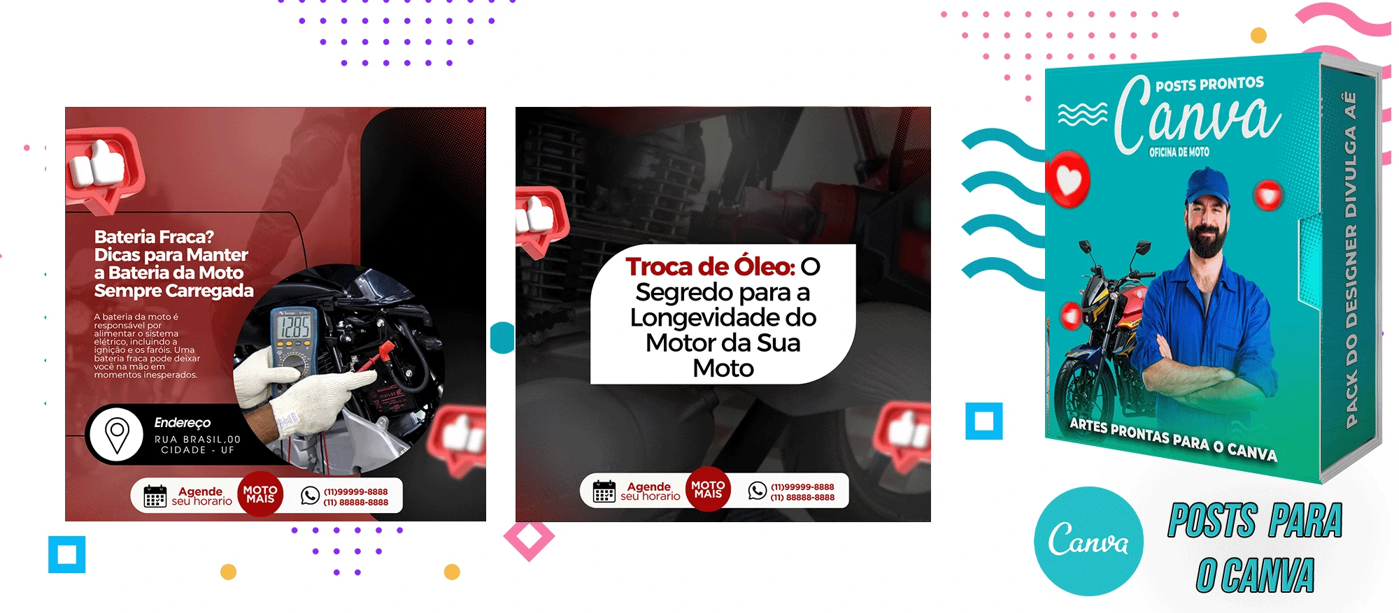 Pack de Posts Prontos - Oficina Mecânica de Moto + Legendas para o Canva - Imagem 8