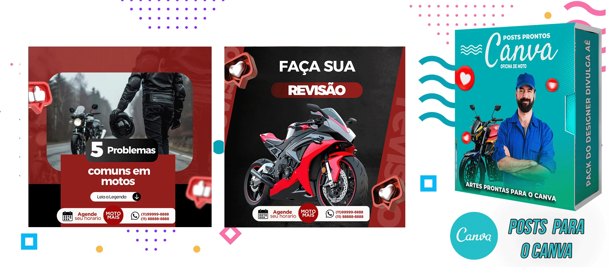 Pack de Posts Prontos - Oficina Mecânica de Moto + Legendas para o Canva - Imagem 5