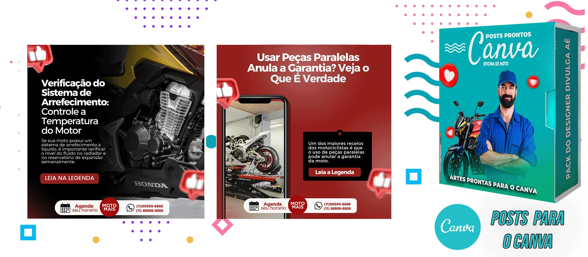 Pack de Posts Prontos - Oficina Mecânica de Moto + Legendas para o Canva - Imagem 12