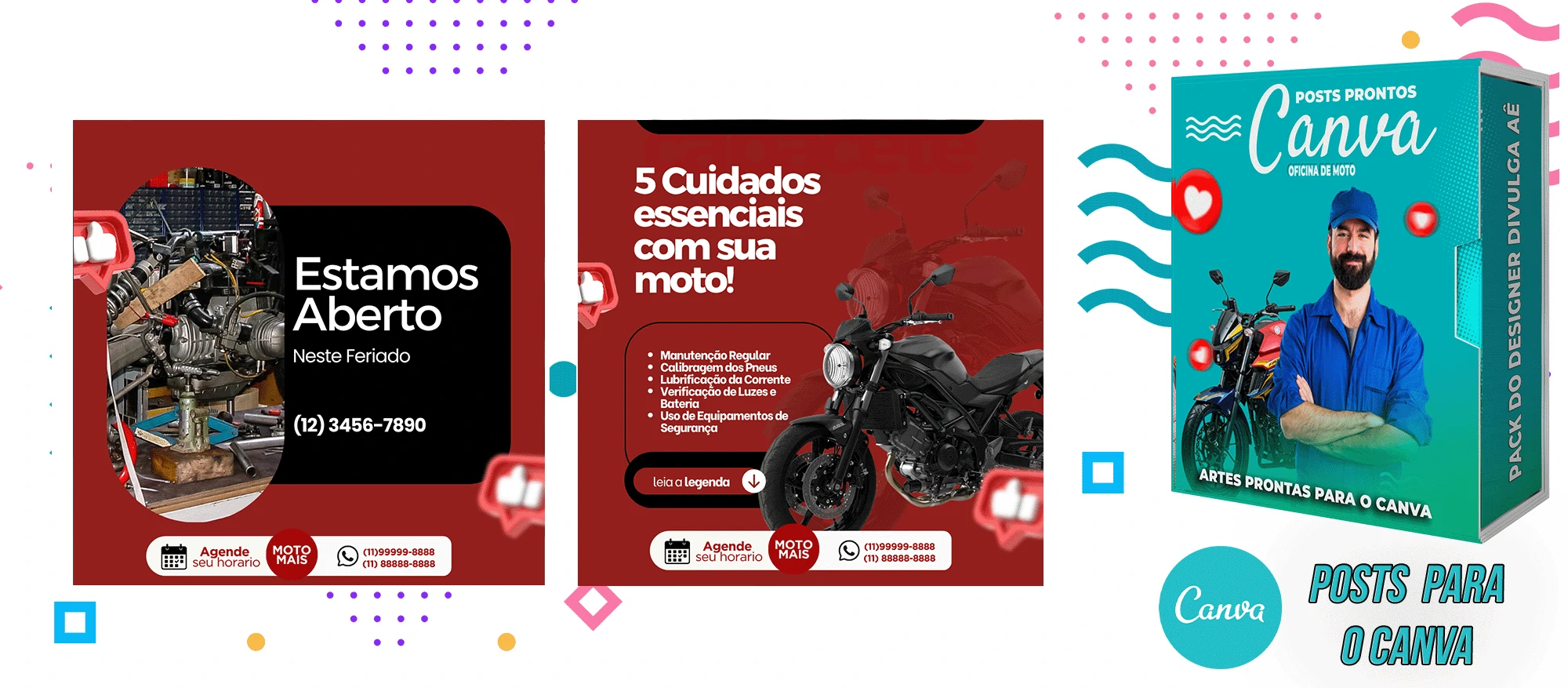 Pack de Posts Prontos - Oficina Mecânica de Moto + Legendas para o Canva - Imagem 14