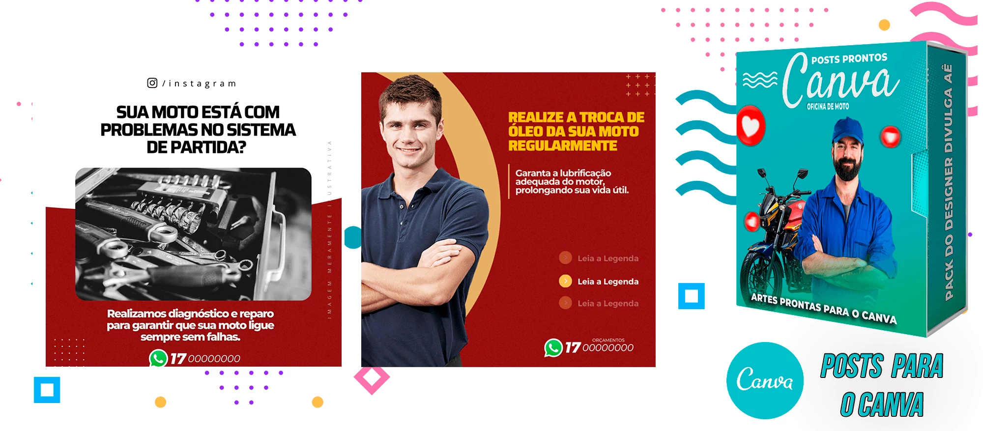 Pack de Posts Prontos - Oficina Mecânica de Moto + Legendas para o Canva - Imagem 9