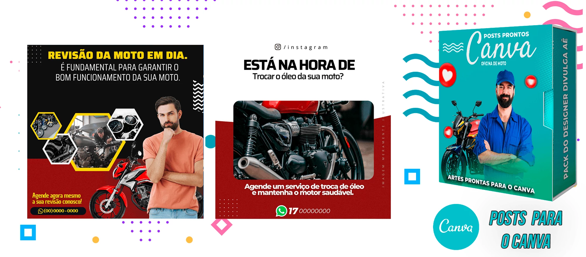 Pack de Posts Prontos - Oficina Mecânica de Moto + Legendas para o Canva - Imagem 4