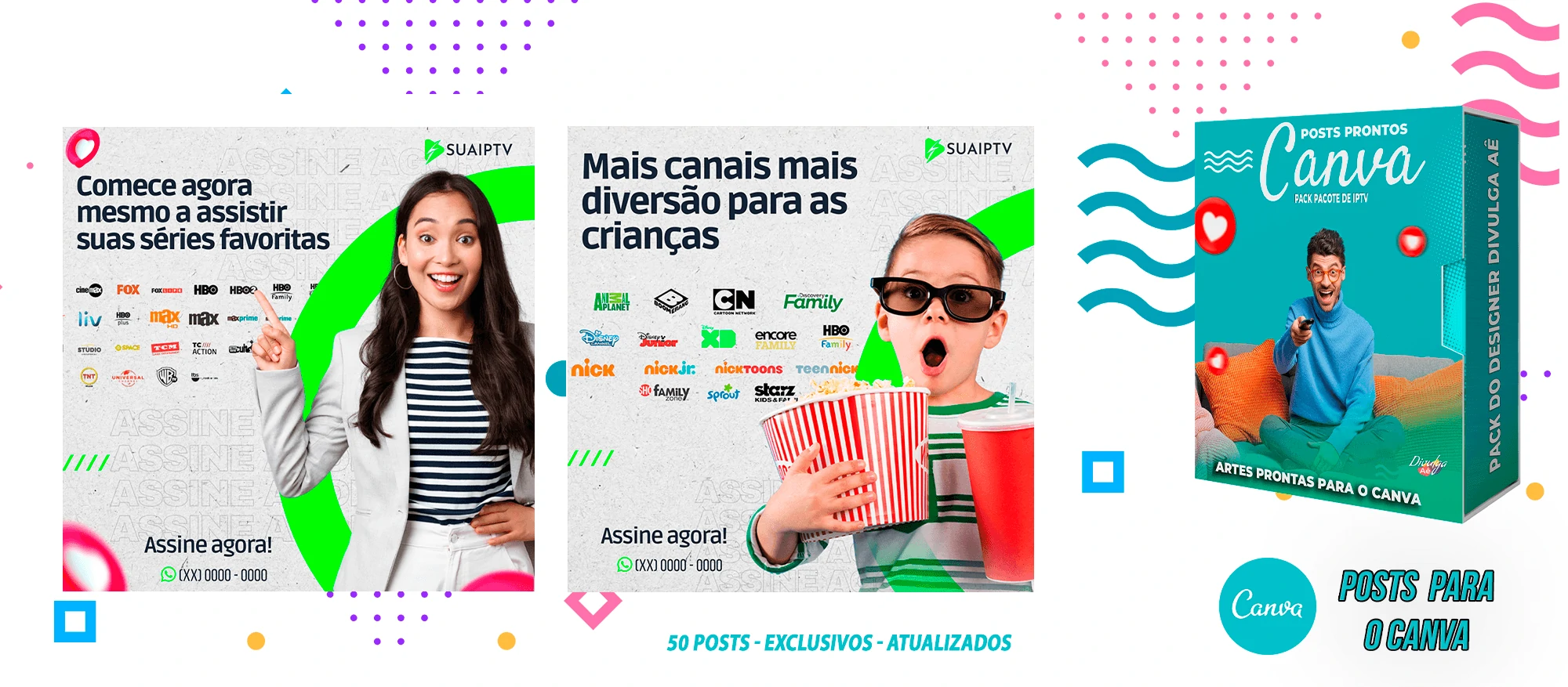 Pack de Posts Prontos para o Canva com legendas - Provedor e Iptv - Vendas de Canais de Tv - Imagem 24
