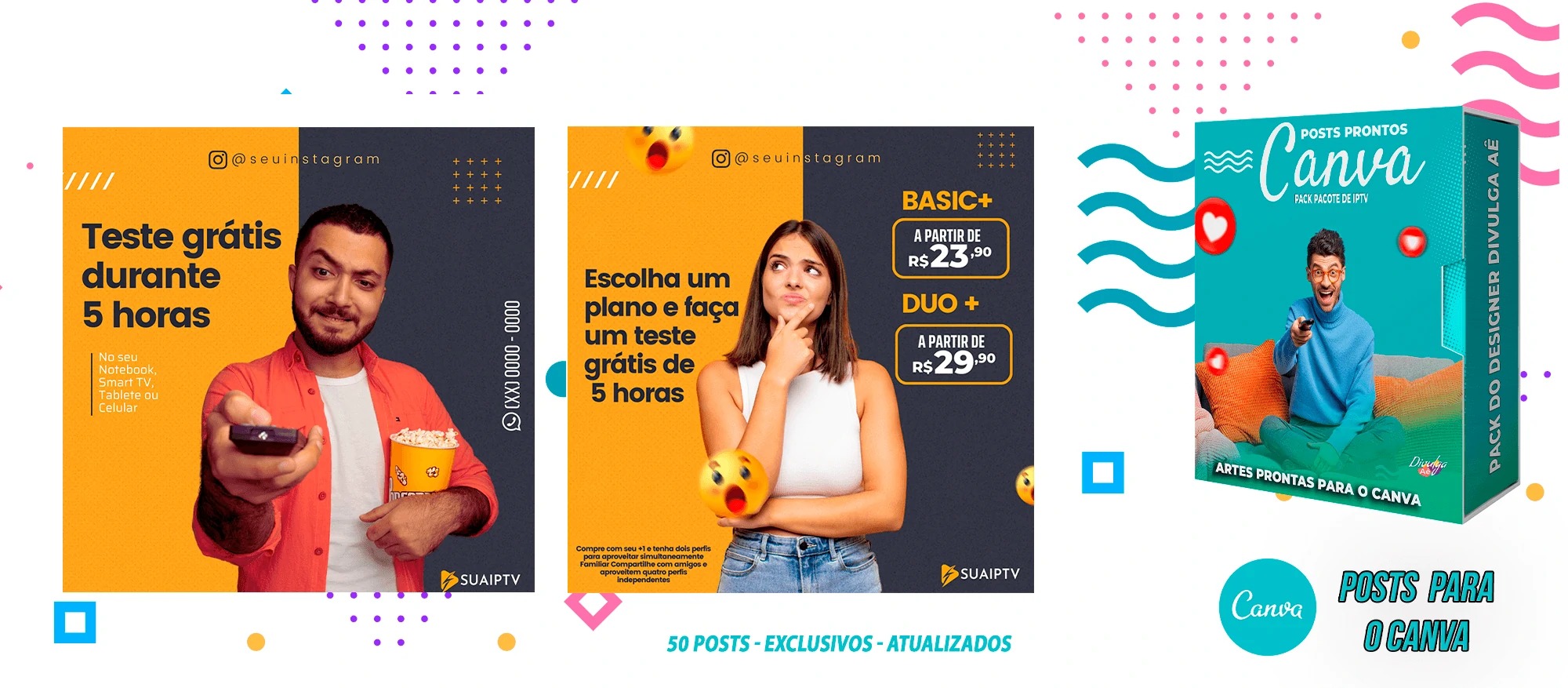 Pack de Posts Prontos para o Canva com legendas - Provedor e Iptv - Vendas de Canais de Tv - Imagem 17