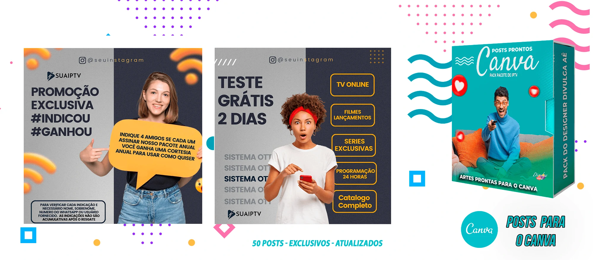 Pack de Posts Prontos para o Canva com legendas - Provedor e Iptv - Vendas de Canais de Tv - Imagem 7