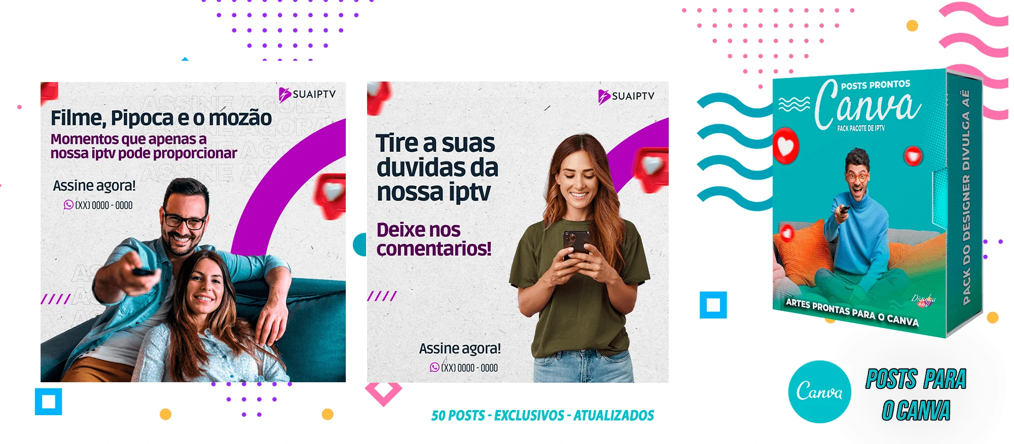 Pack de Posts Prontos para o Canva com legendas - Provedor e Iptv - Vendas de Canais de Tv - Imagem 18