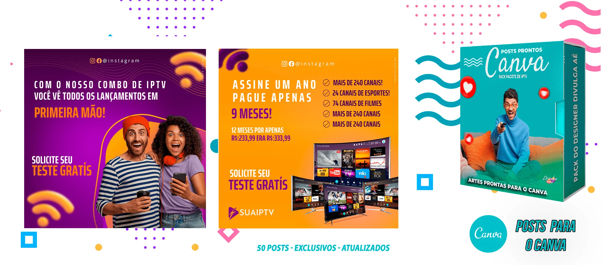 Pack de Posts Prontos para o Canva com legendas - Provedor e Iptv - Vendas de Canais de Tv - Imagem 20
