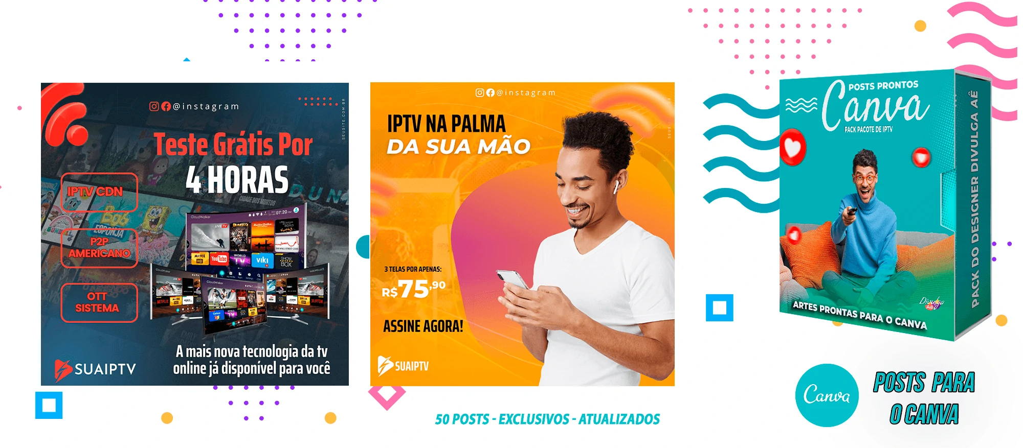 Pack de Posts Prontos para o Canva com legendas - Provedor e Iptv - Vendas de Canais de Tv - Imagem 23