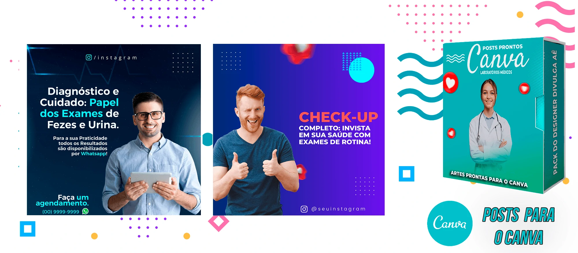 Pack de Posts Prontos para o Canva - Laboratórios Médicos - Laboratório de Análises Clínicas + Legendas - Imagem 25