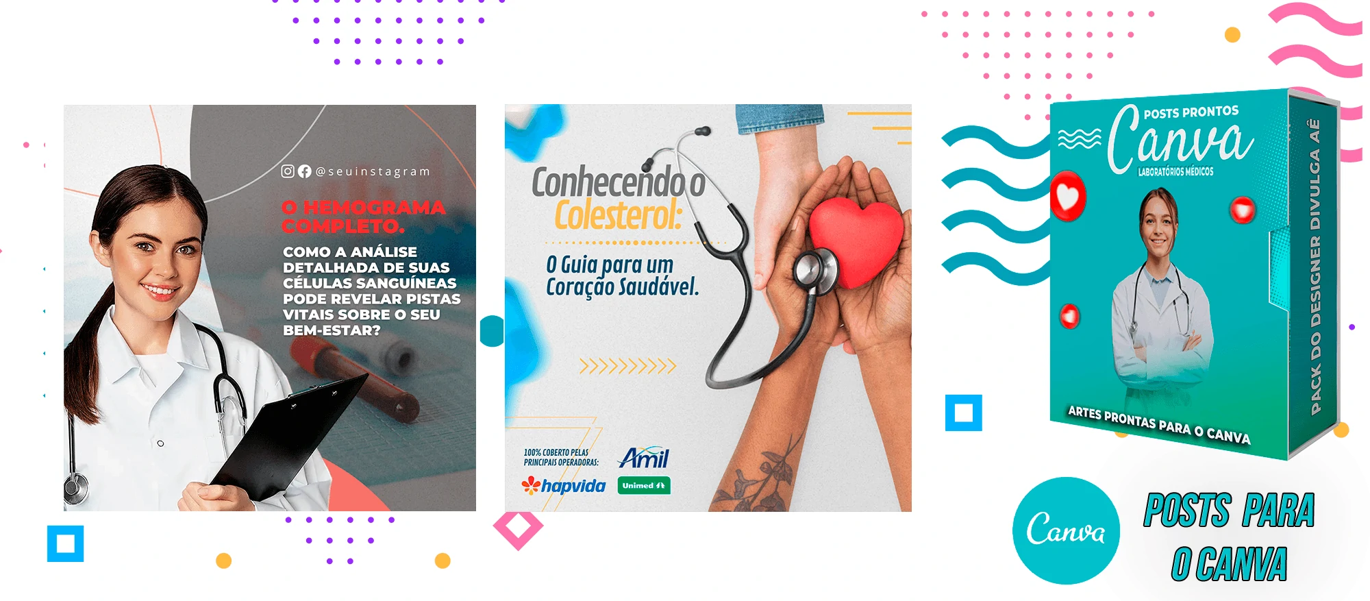 Pack de Posts Prontos para o Canva - Laboratórios Médicos - Laboratório de Análises Clínicas + Legendas - Imagem 20