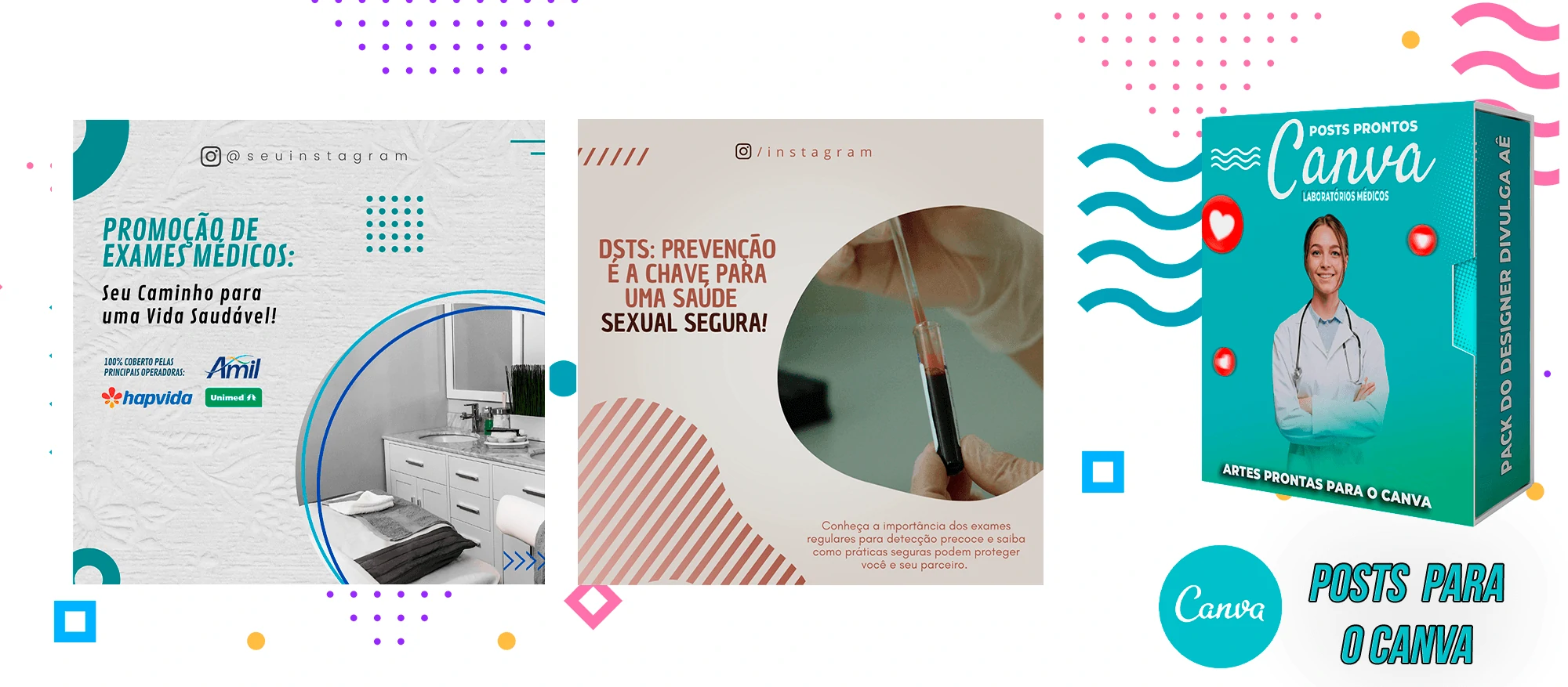 Pack de Posts Prontos para o Canva - Laboratórios Médicos - Laboratório de Análises Clínicas + Legendas - Imagem 22